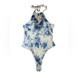 Intimately Free People Blue & White Bodysuit Size XS